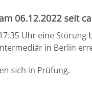 Hinweis auf Störung des beA